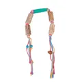 Interactive colorful rope and natural wood block teething toy for cats and pets - Log and Colored Cotton Rope Hanging Teething Toy / Green Connector