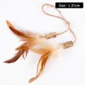 Juguete para gatos con plumas naturales cuentas de madera y cuerda de cáñamo trenzada - Juguete de Hierba Gatera (Pluma de Matatabi 1) / Marrón