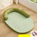 Grüne Haustier-Kühlmatte im Bambus-Stil für den Sommer, Bett für Katzen und Hunde. - S (50*40cm) / Bambus-Nest mit Decke