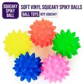 Set of five colorful squeaky spiky pet dog toy balls made of durable vinyl material - Meteor Ball / 6.50cm