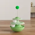 Interactive green cat tumbler toy with spring pom-pom and balls - Green