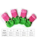 Adorable cartoon frog pattern anti-slip pet socks with pink stripes for cats and dogs - S / Green Frog