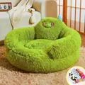 Green monster plush pet bed with semi-enclosed safe design - Green Monster (With Blanket) / M Diameter 50cm