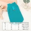 Blaugrüne Fleece Haustierweste mit Leinenring und Größentabelle für Hunde - S / Blau