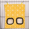 Hanging hay feeder bag with yellow geometric pattern for rabbits and guinea pigs - Checkerboard (2 Holes) / M / Yellow