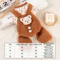 Brown plush pet overalls featuring a cute bear design for warm winter pet fashion - S / Brown