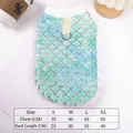 Plush gradient mermaid scale pet hoodie with harness D-ring for small dogs and cats - S / Green