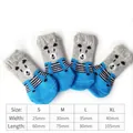 Chaussettes antidérapantes et imperméables pour chiens et chats avec guide des tailles - S / Petit Ours Bleu