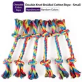 Piccole corde da masticare per cani in cotone intrecciato multicolore con doppio nodo - Piccolo Circa 16cm di Lunghezza / Colore casuale