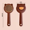 Brown cat-shaped pet de-shedding needle brush with 19.5cm height and 8cm width dimensions - Dark Coffee