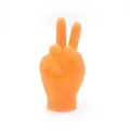 Tiny orange silicone finger puppet pet toy shaped like a hand making a peace sign gesture - Scissors Hand Finger Puppet / Orange