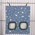 Blue patterned hanging pet hay feeder bag with dual holes for rabbits and pigs - Polka Dots (2 Holes) / M / Blue
