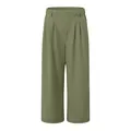 Hochwertige Damenhose mit hoher Taille und weitem Bein in elegantem Olivgrün Stil - S / Unterteile / Armeegrün (Sieben-Punkte)