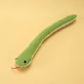 Green corduroy plush snake dog toy with squeaky sound for boredom relief and play - Snake / Green