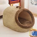 Cuccia invernale chiusa e accogliente per cani piccoli con coperta elettrica morbida - Taglia S (Con Coperta Elettrica) / Caffè Caldo + Coperta Elettrica