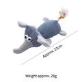 Jouet en peluche éléphant bleu en velours côtelé pour chien avec queue en cordelette - Éléphant Gris