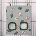 Pet hanging hay feeder bag with avocado pattern for rabbits and guinea pigs - Avocado (2 Holes) / M / Gray