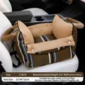 Siège auto rayé pour animaux avec intérieur en peluche chocolat - Lit de Voiture Rayé Simple / 53*46*32cm / Taille Unique (Chocolat Noir)