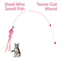 Bacchetta interattiva per gatti in filo d'acciaio rosa con pesciolino di peluche e campanello - Filo d'Acciaio Forma Pesce / Bacchetta Gioco per Gatti in Filo d'Acciaio