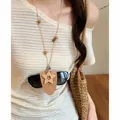 Vintage-Halskette mit Stern und Korkbeutel als Sonnenbrillenhalter für modische Damen - Sternform-Stil / Kaffee