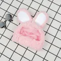 Cute pink plush cat hat with rabbit ears, funny pet transformation costume accessory. - One Size / Pink