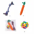 Comprehensive 3-piece dog toy set featuring cotton rope, carrot rope, and rainbow bell ball - Bell Ball Cotton Rope 3-Piece Set