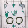 Cactus pattern hanging hay feeder bag for rabbits and guinea pigs - Cactus (2 Holes) / M / White
