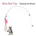 Bacchetta gioco per gatti in filo d'acciaio con topo di peluche rosa e campanello - Filo d'Acciaio Forma Topo / Bacchetta Gioco per Gatti in Filo d'Acciaio