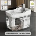 Fontanella automatica per gatti con base trasparente e coperchio bianco, modello base - Modello a Presa Diretta / Bianco