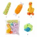 Ensemble varié de jouets en corde de coton pour chiens avec formes de balle et canard - Set de 4 Pièces Molaire à Nœud de Corde