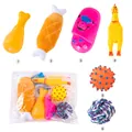 Set da 6 giocattoli per cani con pollo sonoro, palla da masticare e osso di peluche. - Versione 2020 Set Giocattoli per Cani Piccoli