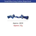 Piccolo nodo in corda di cotone intrecciata blu e grigia per cani, lunghezza 18 cm - Piccolo (circa 18cm) / Blu scuro
