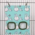 Hanging cute rabbit pattern hay feeder bag for guinea pigs in light blue canvas - Bunny (2 Holes) / M / Mint Green