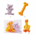 Set di 3 giocattoli da masticare in corda di cotone per cani in forme di orso, osso e anatra - Anatra + Osso + Orso Colorato (Set da 3)