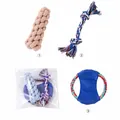 Detailed macro view of durable cotton rope dog chew toys set and product packaging - Large Dog Set J / Three-Piece Set