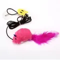 Gatto giocattolo interattivo topo peluche rosa con lunga coda di piume e ventosa - Rosso