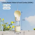 Draagbare 550ml crème waterfles voor huisdieren met geïntegreerd voercompartiment - 2-in-1 water- en voerbak / Koffie met Melk