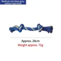Giocattolo per cani in corda di cotone blu e grigio, resistente, lungo 28 cm. - Medio (circa 28cm) / Blu scuro