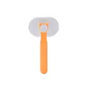 Orange pet slicker brush with cat-ear design and oval head for dogs and cats - Bag Packaging / Orange and White