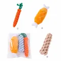 Set of durable cotton rope dog chew toys featuring carrot and chicken leg shapes for pets - Carrot and Corn and Chicken Leg Shape