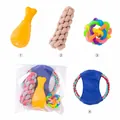 Lot de 4 jouets colorés en corde de coton et couineur pour chiens de petite taille - Set de 4 Jouets Économique - Style 3