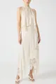 Elegant off-white sleeveless lace two-piece set featuring hollow stitching detail. - S / Top And Bottom / Ivory