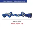 Grosso giocattolo per cani in corda di cotone intrecciata blu e grigia, lungo 30 cm - Grande (circa 30cm) / Blu scuro
