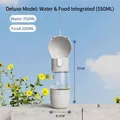 Witte 550ml draagbare drinkfles en voerbak voor honden voor gebruik buitenshuis - 2-in-1 water- en voerbak / Lichtgrijs