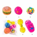 Colorful squeaky rubber pet toy set for dogs with various shapes including hamburger - Burger Squeaky 5-Piece Set