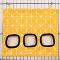 Yellow geometric hanging hay feeder bag with three holes for rabbits and guinea pigs. - Checkerboard (3 Holes) / L / Yellow