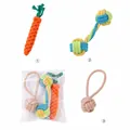 3-piece durable braided cotton rope dog chew toy set for puppy teething and cleaning - 3-Piece Set Dumbbell + Single Ear + Carrot