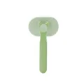 Mint green oval pet slicker brush featuring a cat ear shaped self-cleaning button - Bag Packaging / Green
