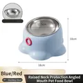 Ergonomischer schräger Futternapf aus Edelstahl in Blau und Rot für Katzen und Hunde - Blau Mit Edelstahlschüssel