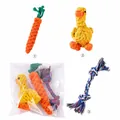 Set di tre giocattoli da masticare per cani in corda di cotone a forma di carota e anatra - Anatra Buffa + Carota + Nodo di Corda (Set da 3)